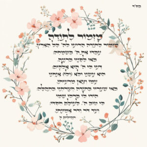 מזמור לתודה צבע קרם מסגרת פרחים
