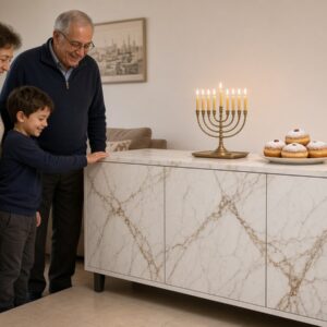 Alternative view of טפט דמוי שיש לבן עורקי חום