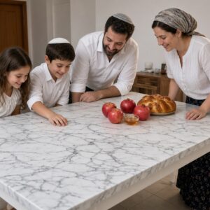 Alternative view of טפט דמוי שיש לבן-אפור