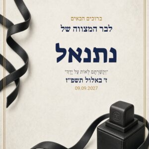 שלט כניסה לבר מצווה על קאפה בעיצוב אישי – הנחת תפילין
