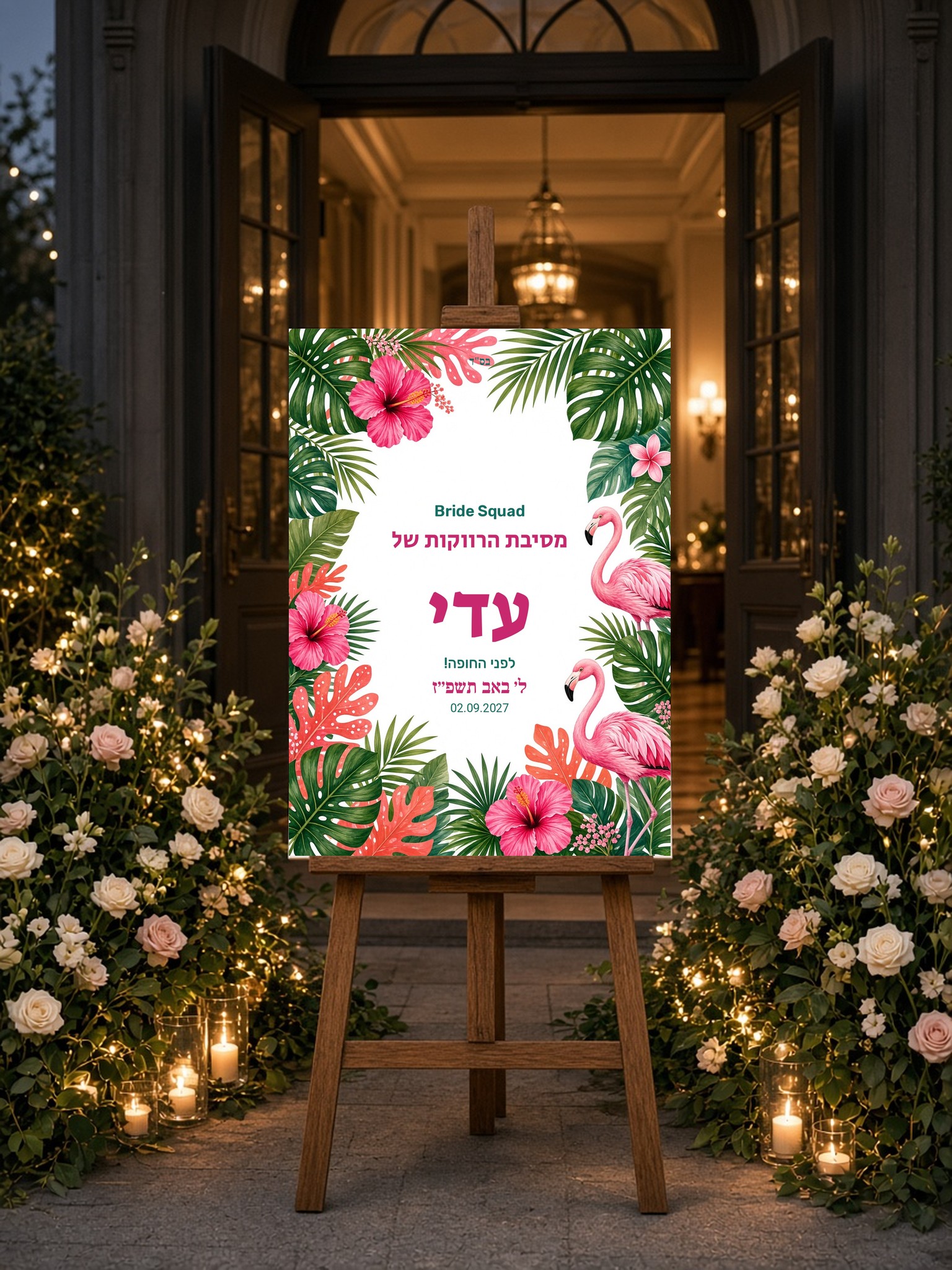 שלט כניסה למסיבת רווקות על קאפה בעיצוב אישי – טרופי – תמונה 3