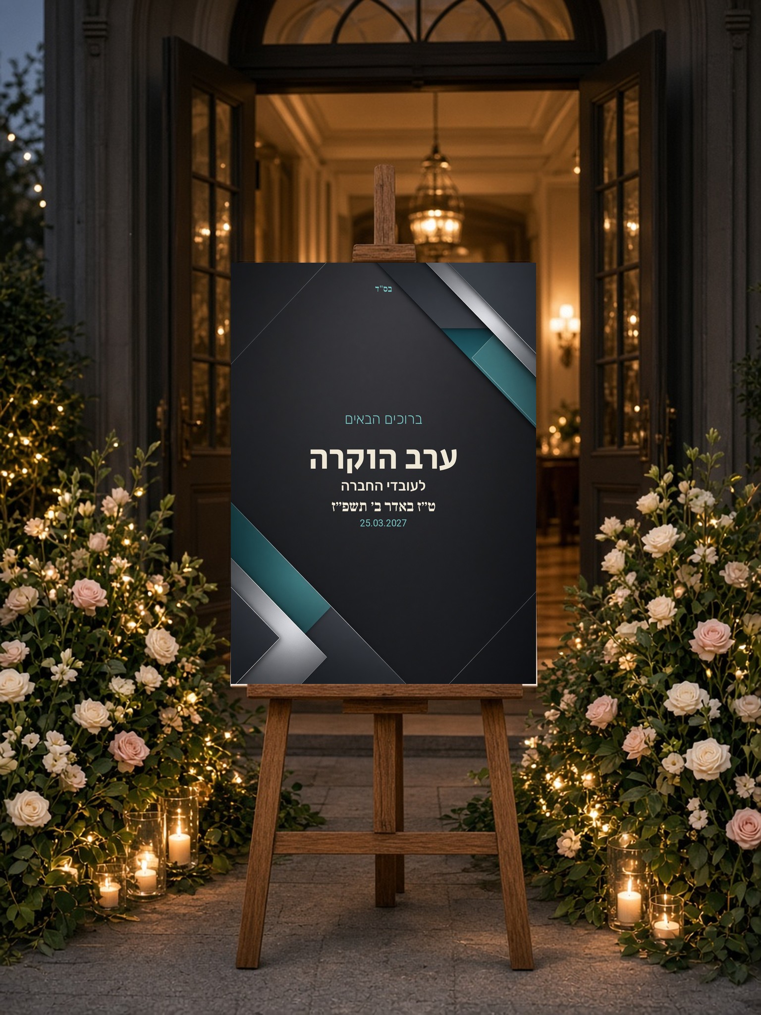 שלט כניסה לאירוע עסקי על קאפה בעיצוב אישי – מינימליסטי – תמונה 3