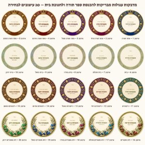 מדבקות להכנסת ספר תורה ולחנוכת בית מבריקות – 20 עיצובים לבחירה