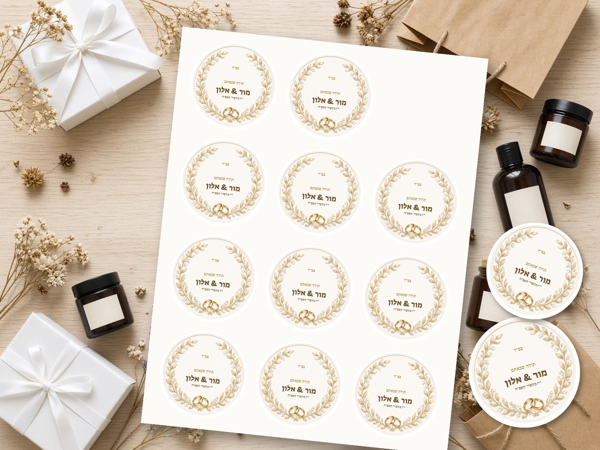 מדבקות לחתונה ולאירוסין מבריקות בעיצוב אישי – 20 עיצובים לבחירה – תמונה 2